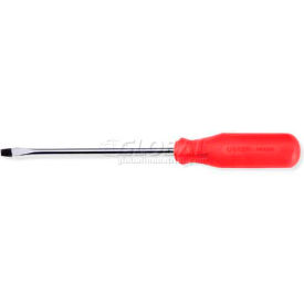 Red Handled Screwdriver, Slotted Tip, 14-5/16"L, 10" X 5/16" Round Shank