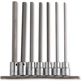 Hex Tip Socket Set, 3/8" Drive, 7 Pieces, W/Clips & Rail