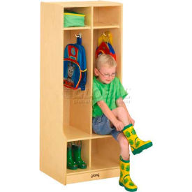 Kid Seat Coat Locker, 2 Wide, 20"W x 17-1/2"D x 50-1/2"H, Birch Plywood
