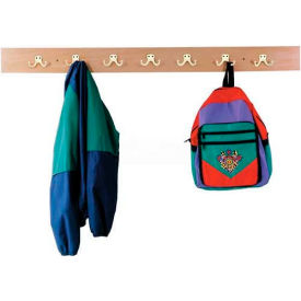 Wall Mount Coat Rail, 7 Hooks, Birch Plywood