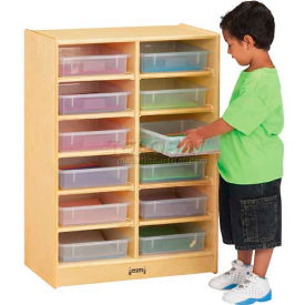 12 Tray Mobile Cubbie w/o Paper-Trays, 24-1/2"W x 15"D x 35-1/2"H, Birch Plywood