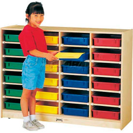 24 Tray Mobile Cubbie Without Paper-Trays, 48"W x 15"D x 35-1/2"H, Birch Plywood