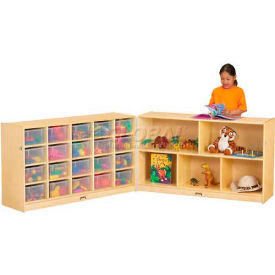 20 Cubbie Mobile Fold-N-Lock w/Clear Trays, 96"W x 15"D x 29-1/2"H, Birch Plywood