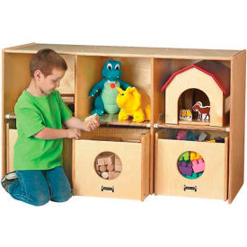 See-N-Wheel Shelf, with 3 See-N-Wheel Bins, 48"W x 18"D x 28-1/2"H, Birch Plywood