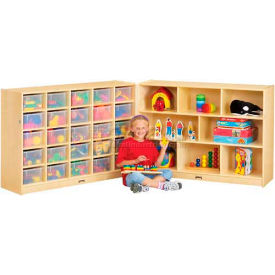 25 Cubbie Mobile Fold-N-Lock With Clear Trays, 96"Wx15"Dx35-1/2"H, Birch Plywood