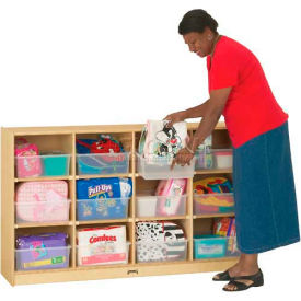 12 Tub Mobile Cubbie Without Tubs, 57-1/2"W x 15"D x 35-1/2"H, Birch Plywood