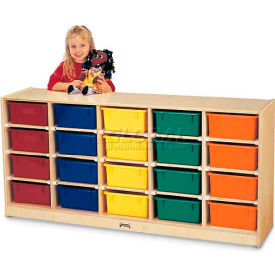 20 Tub Mobile Cubbie Without Tubs, 60"W x 15"D x 29-1/2"H, Birch Plywood