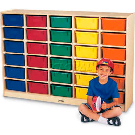 30 Tub Mobile Cubbie Without Tubs, 60"W x 15"D x 42"H, Birch Plywood
