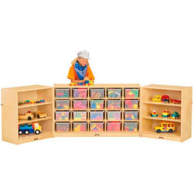 20 Cubbie Triple Mobile Fold-N-Lock w/Clear Trays, 96"x15"x29-1/2", Birch Plywood
