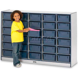 30 Tub Mobile Cubbie w/o Tubs, 60"W x 15"D x 42"H, Gray Laminate, Black Edge
