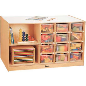 Mobile Storage Island, Twin w/Clear Trays, 48"W x 29"D x 29-1/2"H, Birch Plywood