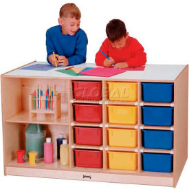 Mobile Storage Island, Twin w/Colored Trays, 48"W x 29"D x 29-1/2"H, Birch Plywood