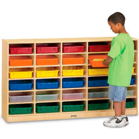 20 Tray Mobile Cubbie w/Colored Paper-Trays, 60"W x 15"D x 35-1/2"H, Birch Plywood