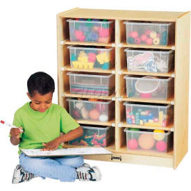 10 Tub Mobile Cubbie w/Clear Tubs, 28-1/2"Wx15"Dx35-1/2"H, Birch Plywood