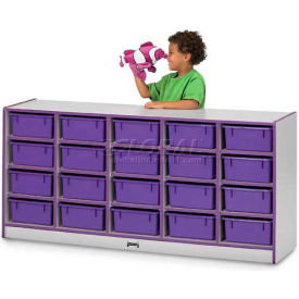 20 Tub Mobile Cubbie w/Tubs, 60"W x 15"D x 29-1/2"H, Gray Laminate, Black Edge