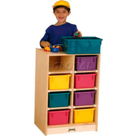 8 Tray Mobile Cubbie with Clear Trays, 20"W x 15"D x 29-1/2"H, Birch Plywood