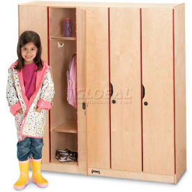 Kid Locker w/ Door, 5 Wide, 48"W x 15-1/2"D x 50-1/2"H, Birch Plywood