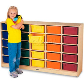 25 Tub Mobile Cubbie with Clear Tubs, 60"W x 15"D x 35-1/2"H, Birch Plywood