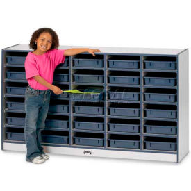 Mobile Cubbie w/30 Paper-Trays, 60"Wx15"Dx35-1/2"H, Gray Laminate, Black Edge