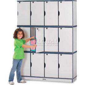 Lockable Locker, Triple Stack, 4 Wide, 48"W x 15"D x 67"H, Gray Laminate