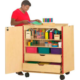 Mobile Supply Cabinet 36"W x 24"D x 46"H, Birch, Assembled