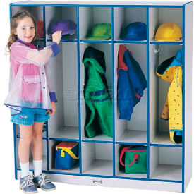 Kid Coat Locker, 5 Wide, 48"W x 15"D x 50-1/2"H, Gray Laminate
