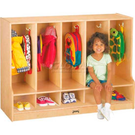 Toddler Coat Locker with Trays, 5 Wide, 48"W x 17-1/2"D x 35"H, Birch Plywood