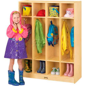 Kid Coat Locker, 4 Wide, 39"W x 15"D x 50-1/2"H, Birch Plywood