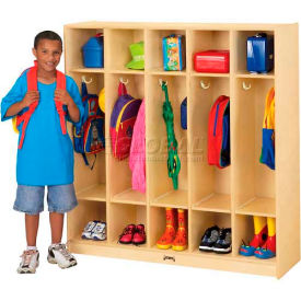 Kid Coat Locker, 5 Wide, 48"W x 15"D x 50-1/2"H, Birch Plywood