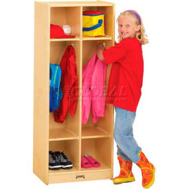 Kid Coat Locker, 2 Wide, 20"W x 15"D x 50-1/2"H, Birch Plywood