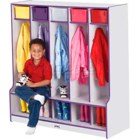 Kid Seat Coat Locker, 5 Wide, 48"W x 17-1/2"D x 50-1/2"H, Gray Laminate