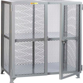 Welded Storage Locker, Center Shelf, 61"W x 33"D x 52"H, Gray, Assembled
