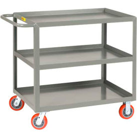 Welded Service Cart w/3 Lip Shelves, 2000 lb. Capacity, 48"L x 30"W x 35"H, Gray