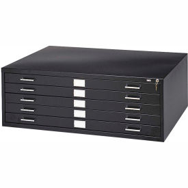 5 Drawer Blueprint Flat File Cabinet, 40-1/2W, Black