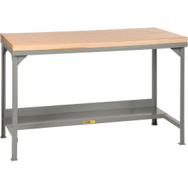 Welded Steel Workbench - Maple Butcher Block Top & Shelf - 48"W x 30"D x 37-3/4"H
