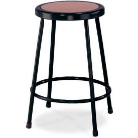 24"H Steel Work Stool with Hardboard Seat - Backless - Black - Pack of 2