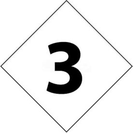 DCN63 NFPA Label Number, 3, 7-1/2" X 7-1/2", White/Black, 5/Pk