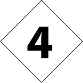 DCN64 NFPA Label Number, 4, 7-1/2" X 7-1/2", White/Black, 5/Pk