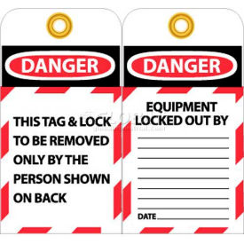 LOTAG1-25 Tags, Tag & Lock To Be Removed Only, 6" X 3", White/Red/Black, 25/Pk