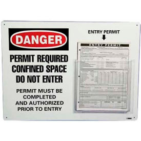 Entry Permit Holder, Permit Required Confined Space, 16" X 22", White/Red/Black
