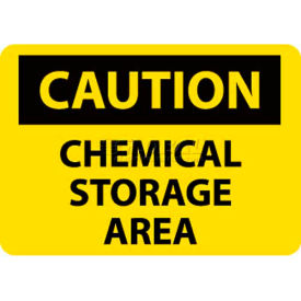 OSHA Sign, Caution Chemical Storage Area, 7" X 10", Yellow/Black