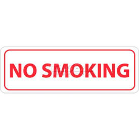 No Smoking Area Sign, No Smoking, 4" X 12", White/Red