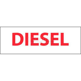 Safety Sign, Diesel, 4" X 12", White/Red