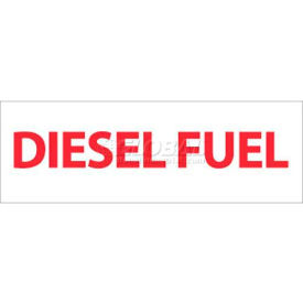 Safety Sign, Diesel Fuel, 4" X 12", White/Red