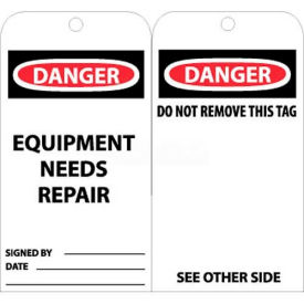 Tags, Equipment Needs Repair, 6" X 3", White/Red/Black, 25/Pk