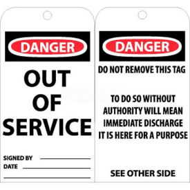 Tags, Out Of Service, 6" X 3", White/Red/Black, 25/Pk