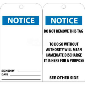 Tags, Notice, 6" X 3", White/Blue, 25/Pk