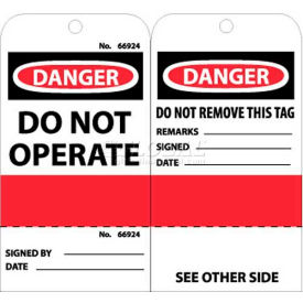 Tags, Do Not Operate (Perforated), 6" X 3", White/Red/Black, 25/Pk