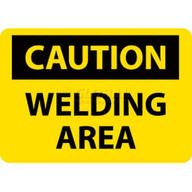 Caution Welding Area OSHA Sign, 10" X 14", Yellow/Black