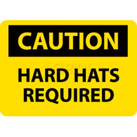 OSHA Sign, Caution Hard Hats Required, 10" X 14", Yellow/Black